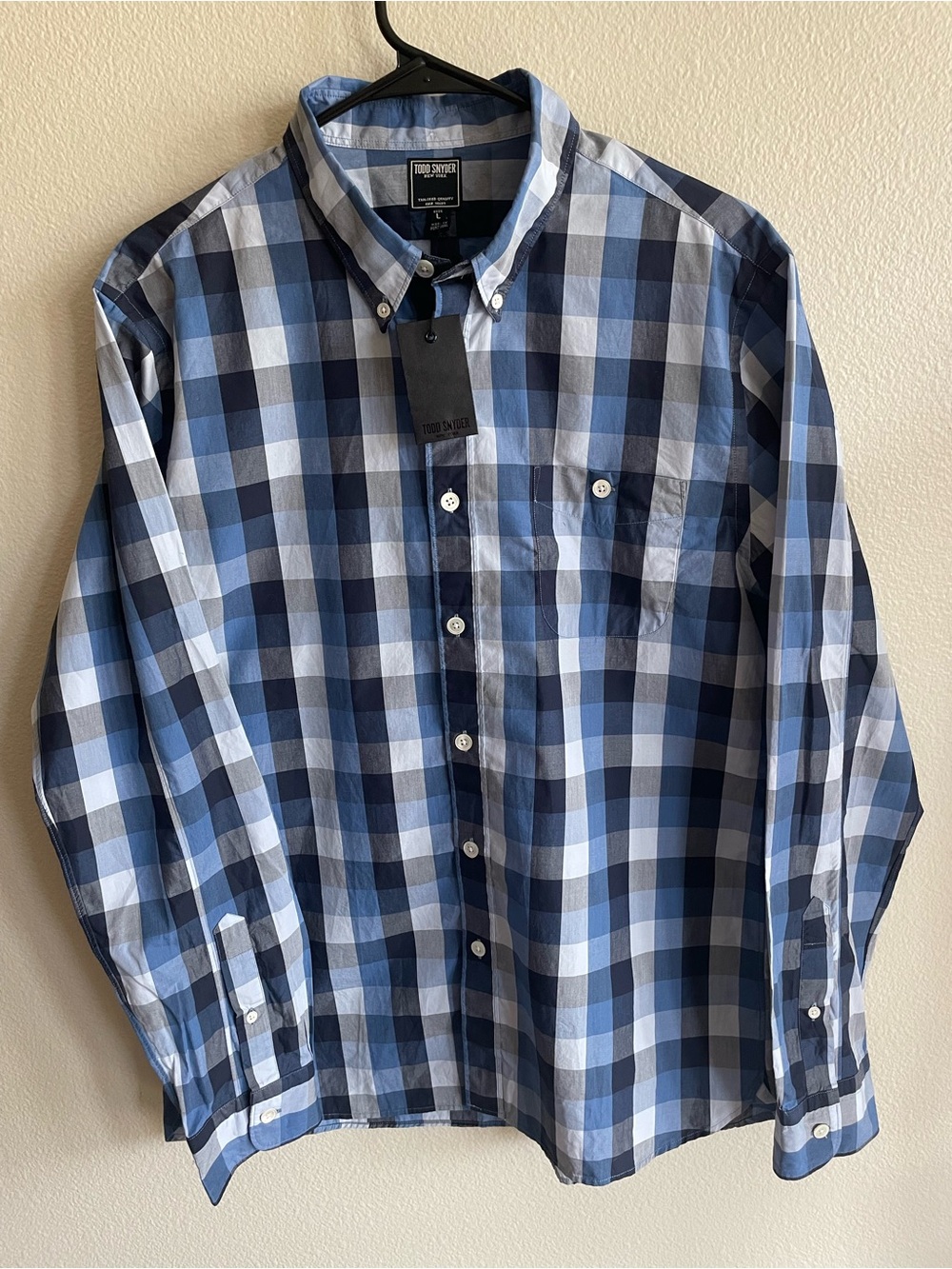 Todd Snyder Men's Blue Multi-Check Button-Down Shirt - Picture 7 of 16